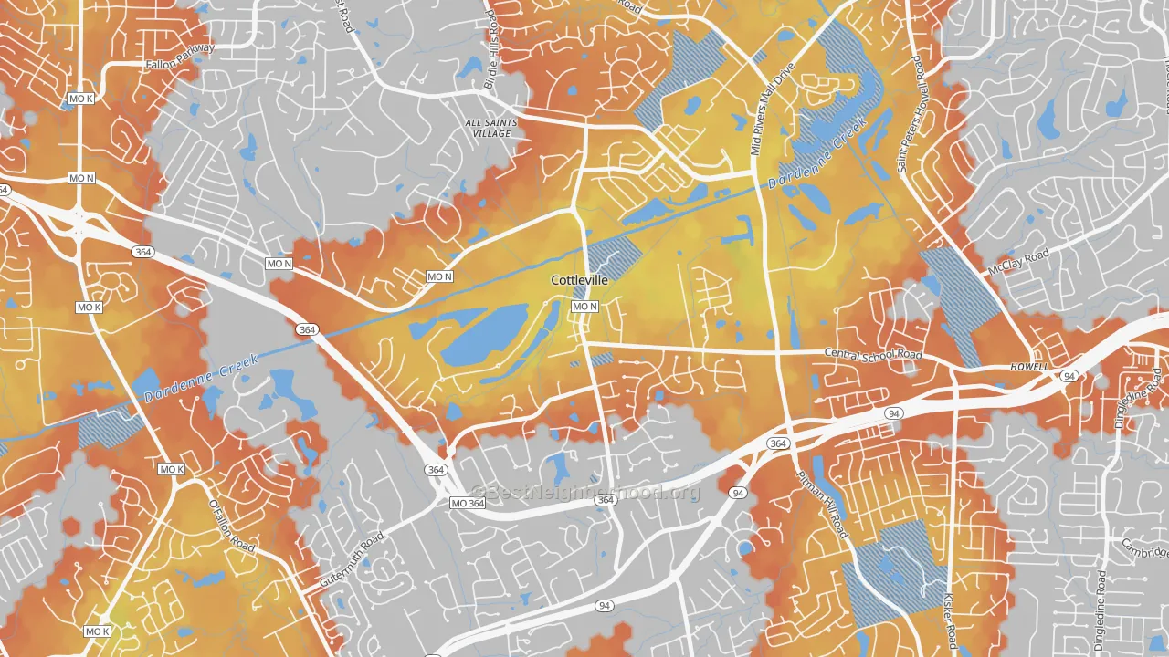 Bike Grade map of 63338, MO