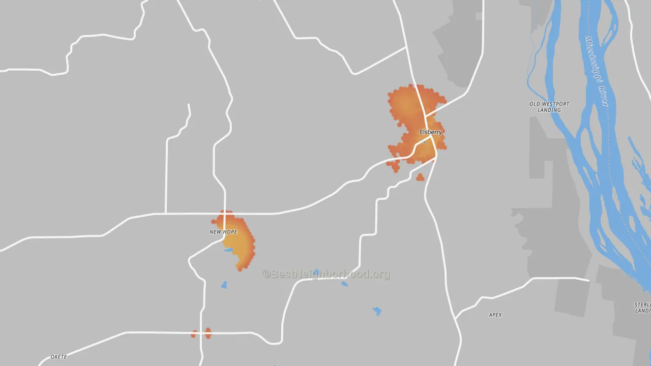 Bike Grade map of 63343, MO