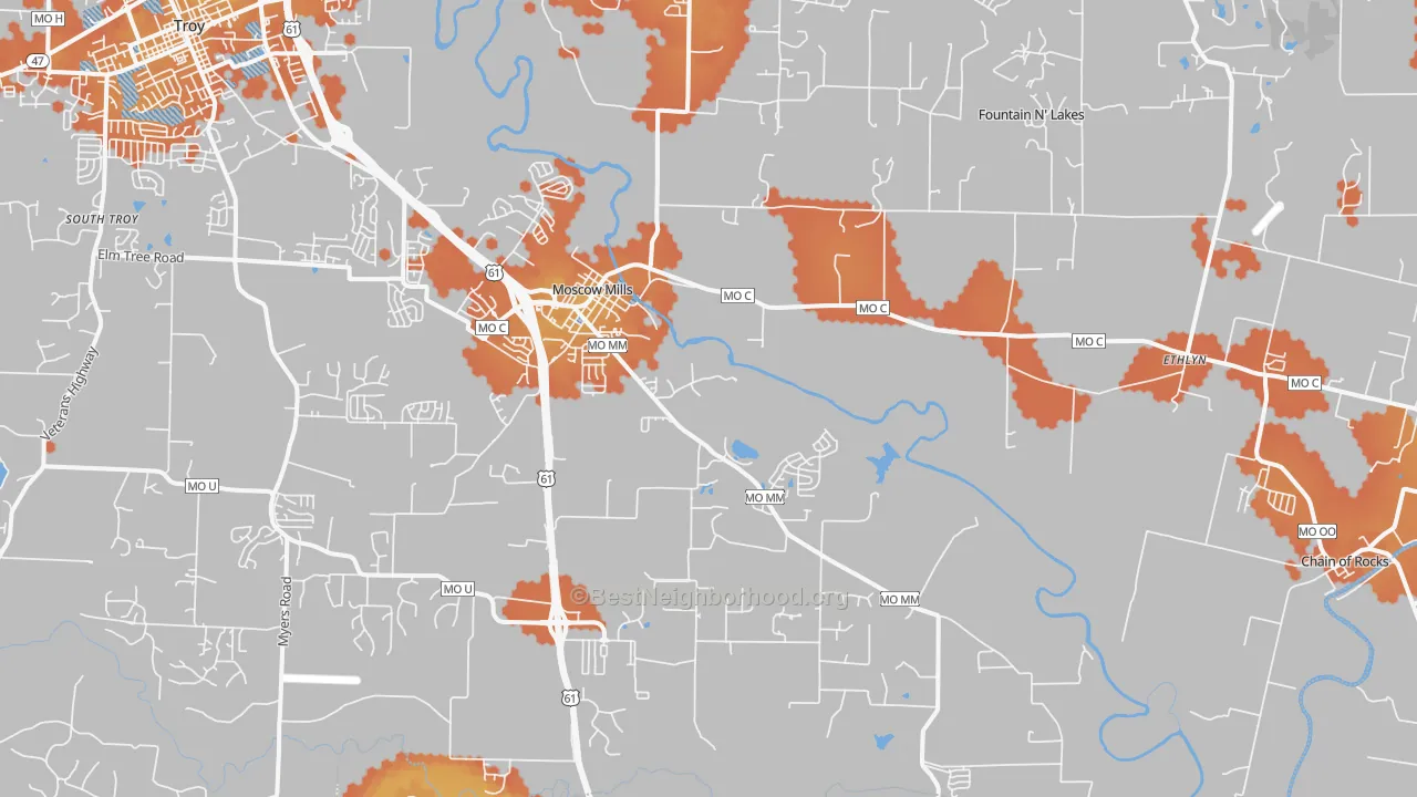 Bike Grade map of 63362, MO