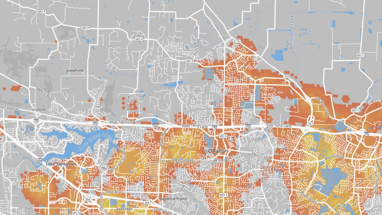 Bike Grade map of 63366, MO