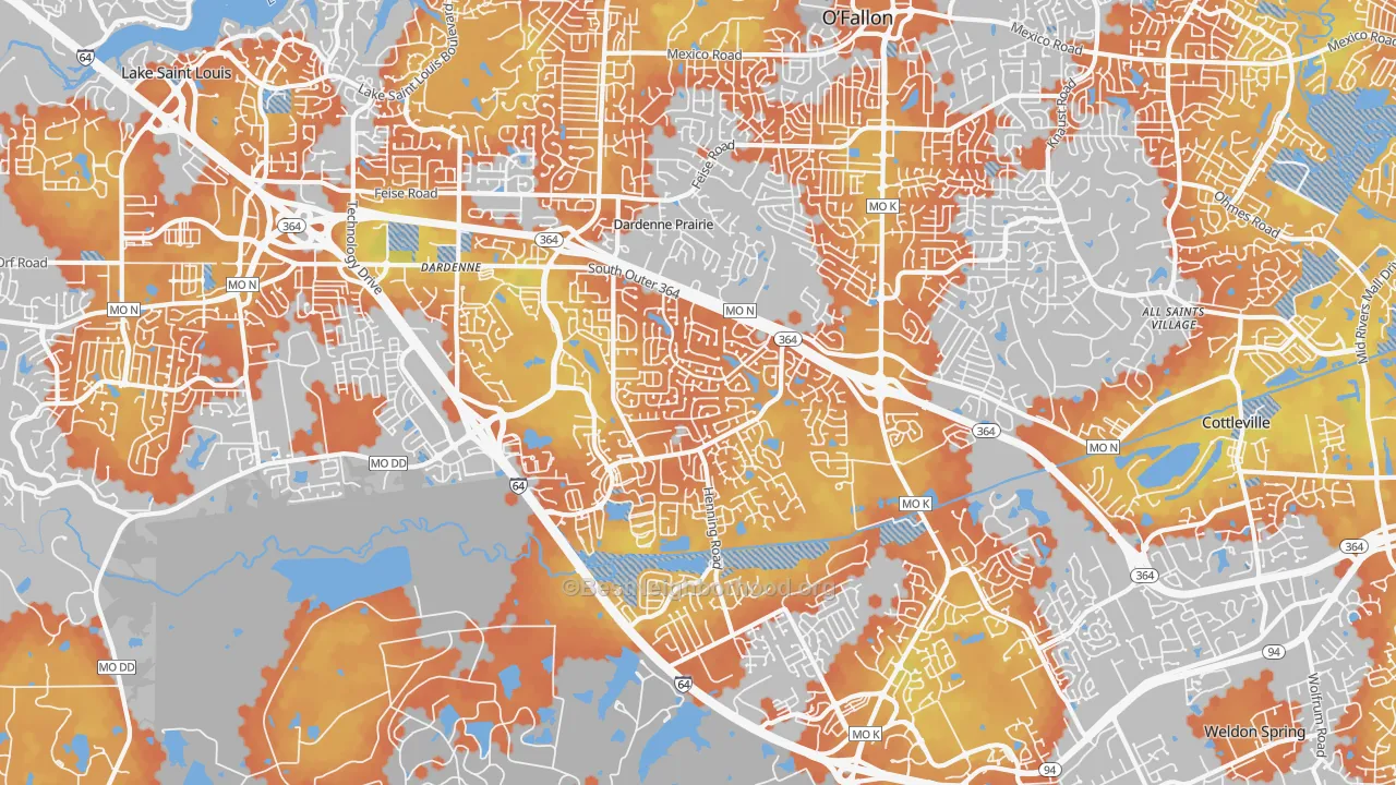 Bike Grade map of 63368, MO