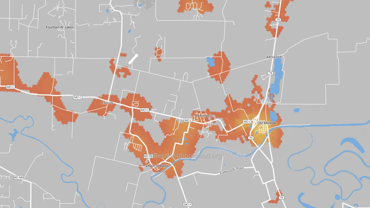 Bike Grade map of 63369, MO