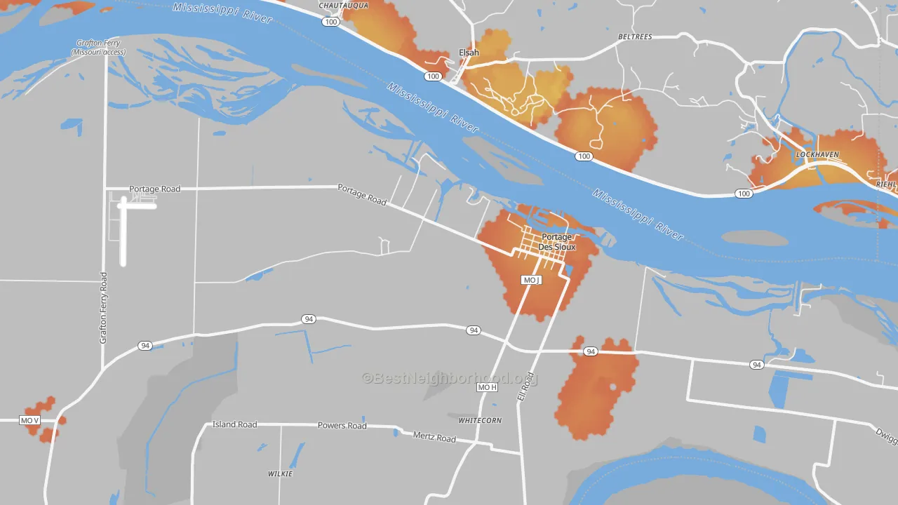Bike Grade map of 63373, MO