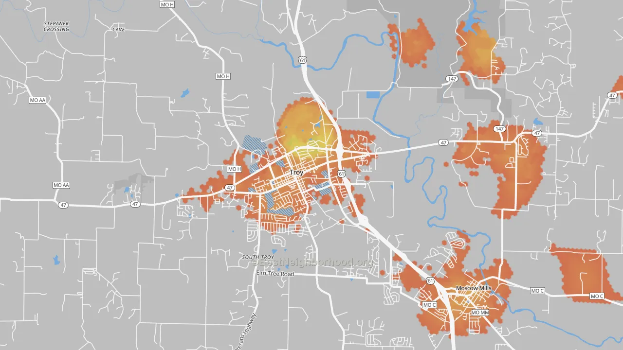 Bike Grade map of 63379, MO