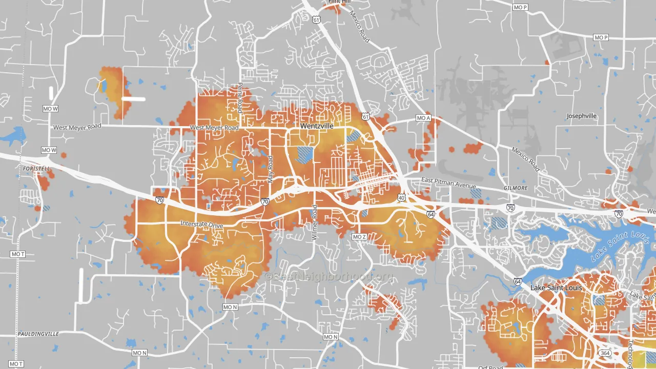 Bike Grade map of 63385, MO