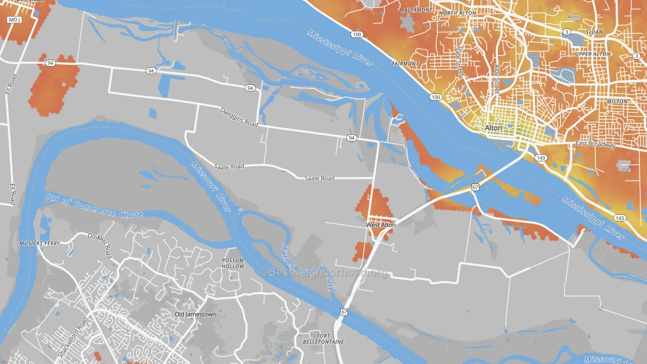 Bike Grade map of 63386, MO
