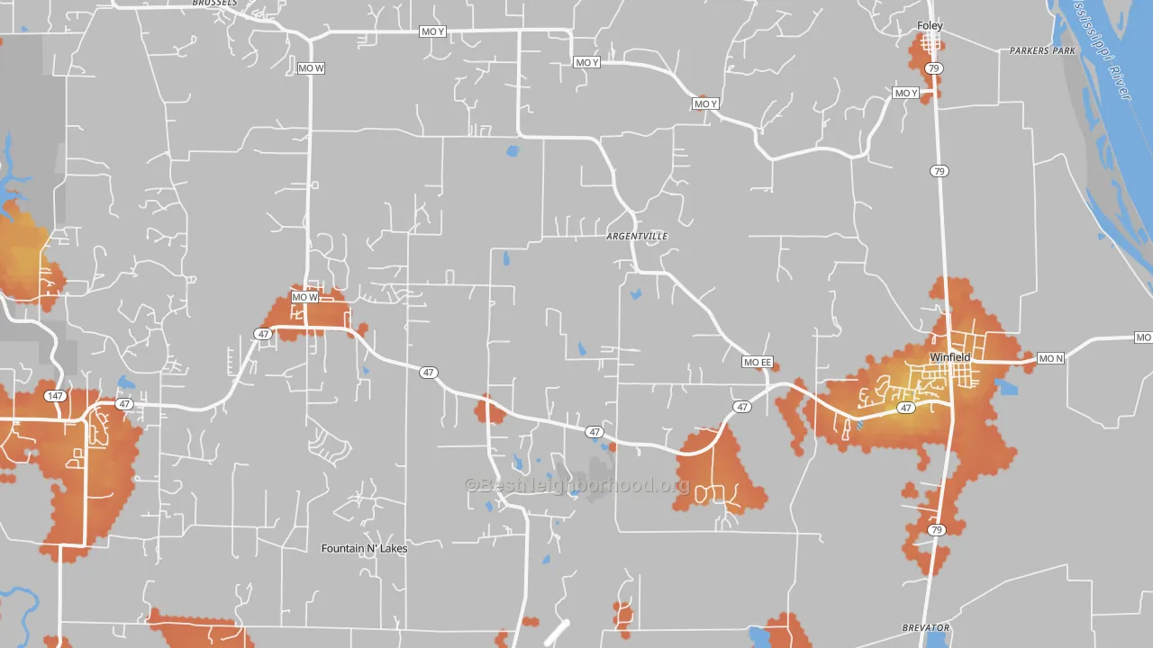 Bike Grade map of 63389, MO