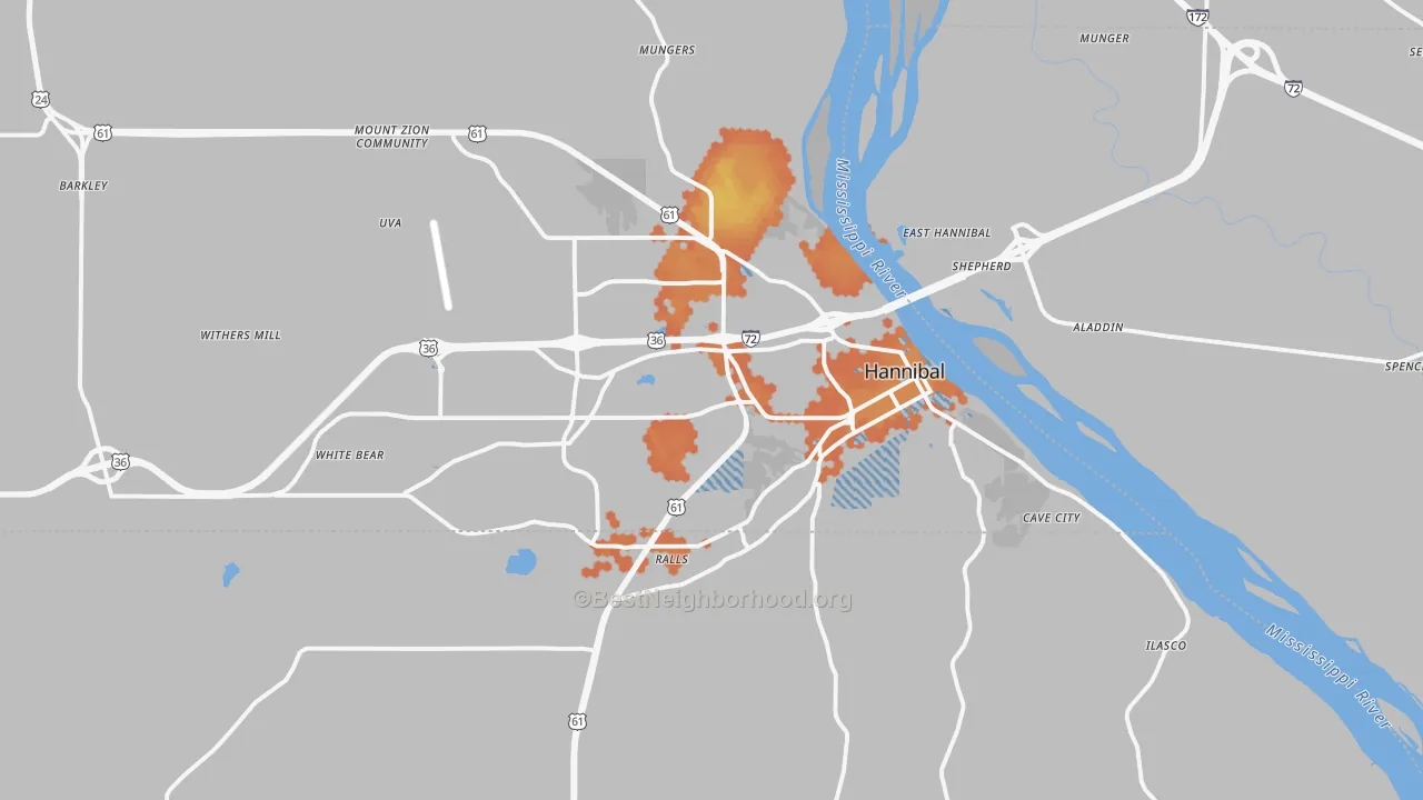 Bike Grade map of 63401, MO