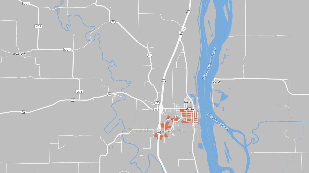 Bike Grade map of 63435, MO