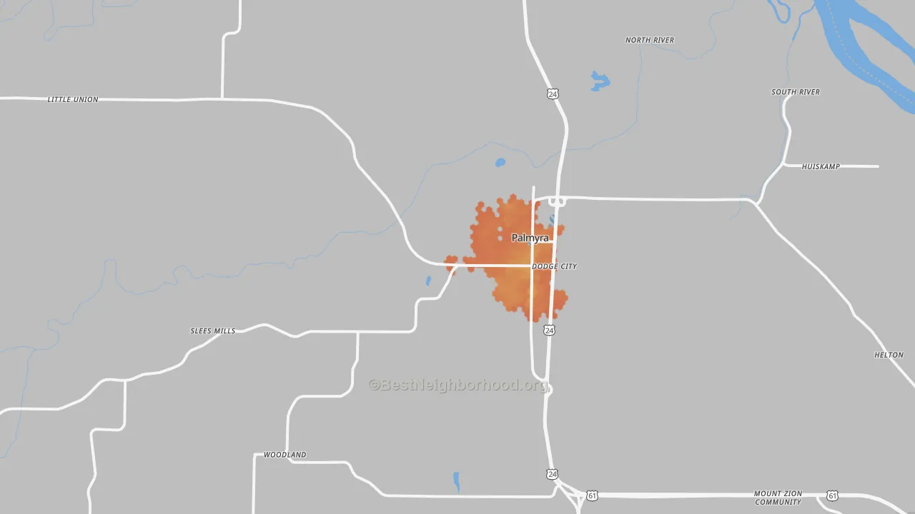 Bike Grade map of 63461, MO