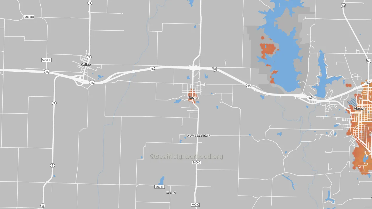 Bike Grade map of 63532, MO