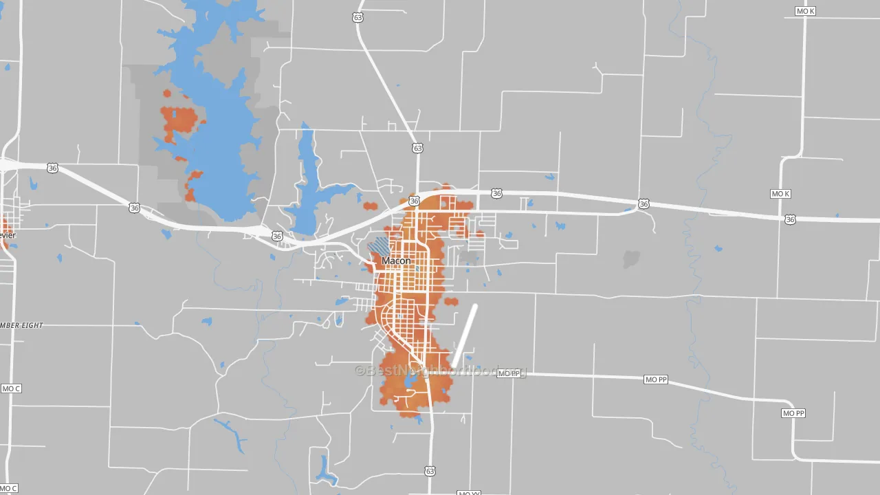 Bike Grade map of 63552, MO