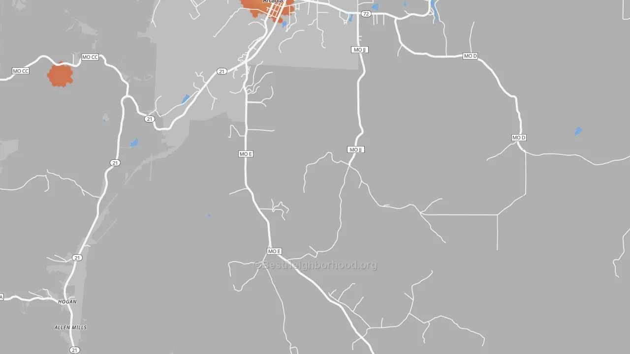 Bike Grade map of 63621, MO