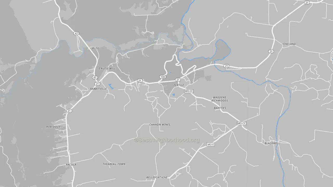 Bike Grade map of 63626, MO
