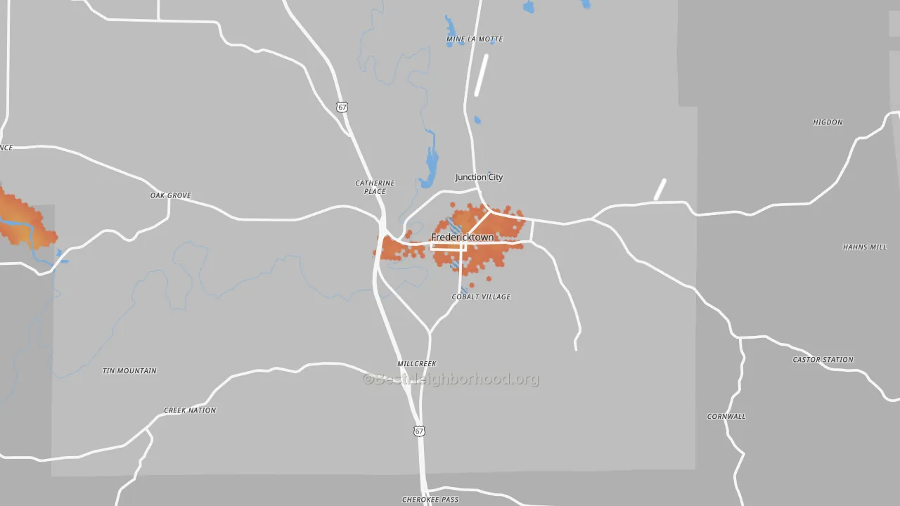 Bike Grade map of 63645, MO