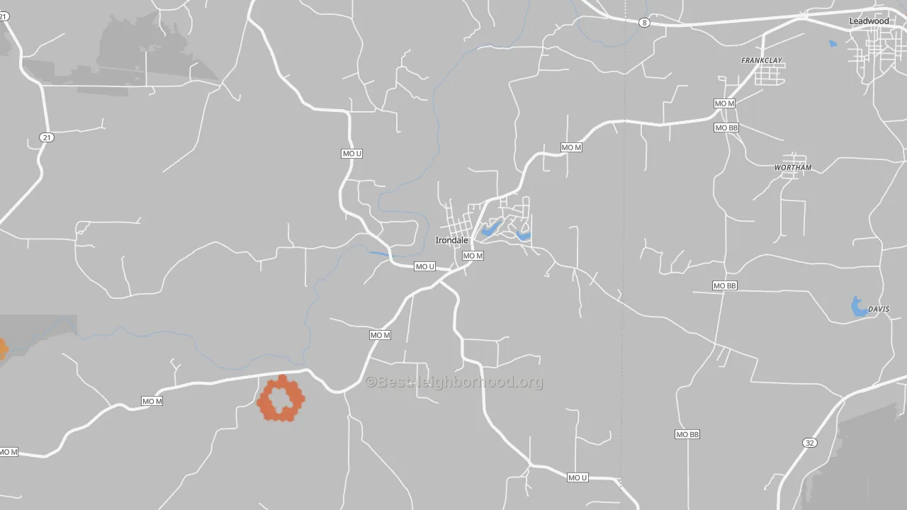 Bike Grade map of 63648, MO