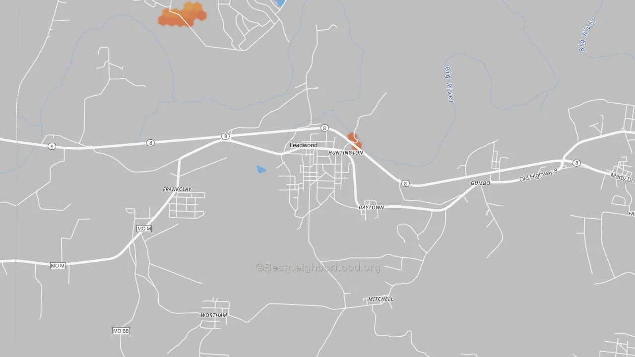Bike Grade map of 63653, MO