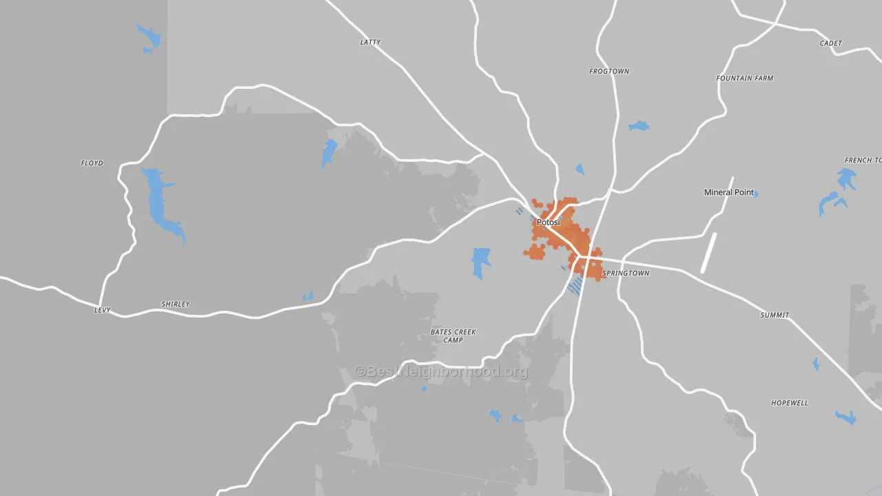 Bike Grade map of 63664, MO