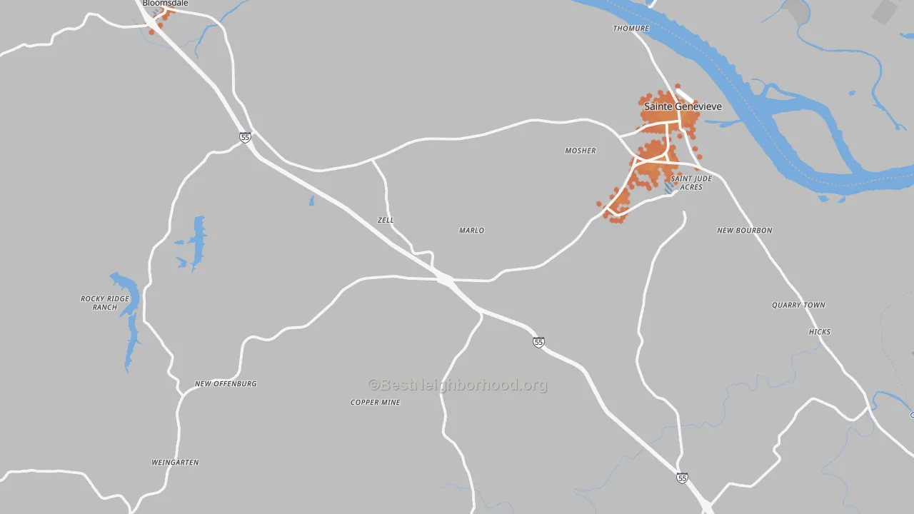 Bike Grade map of 63670, MO