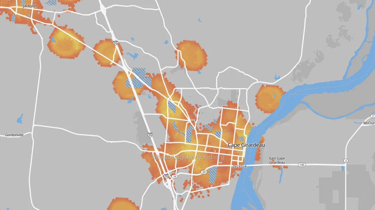 Bike Grade map of 63701, MO