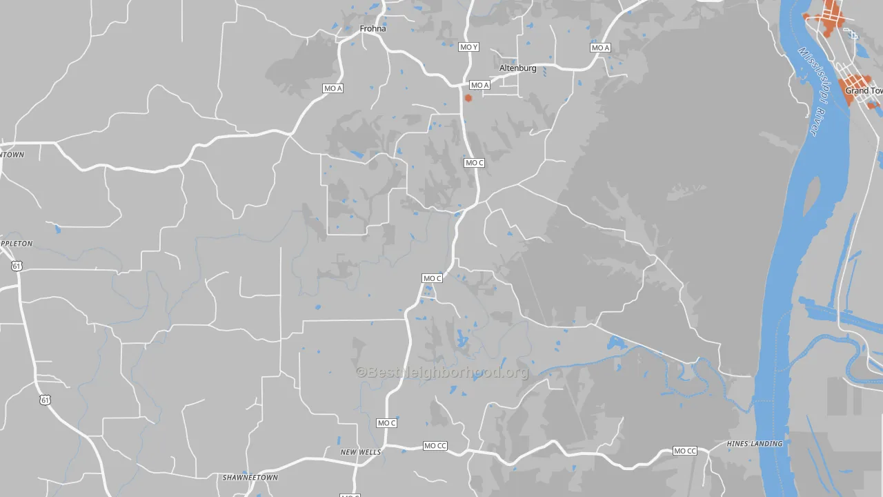 Bike Grade map of 63732, MO