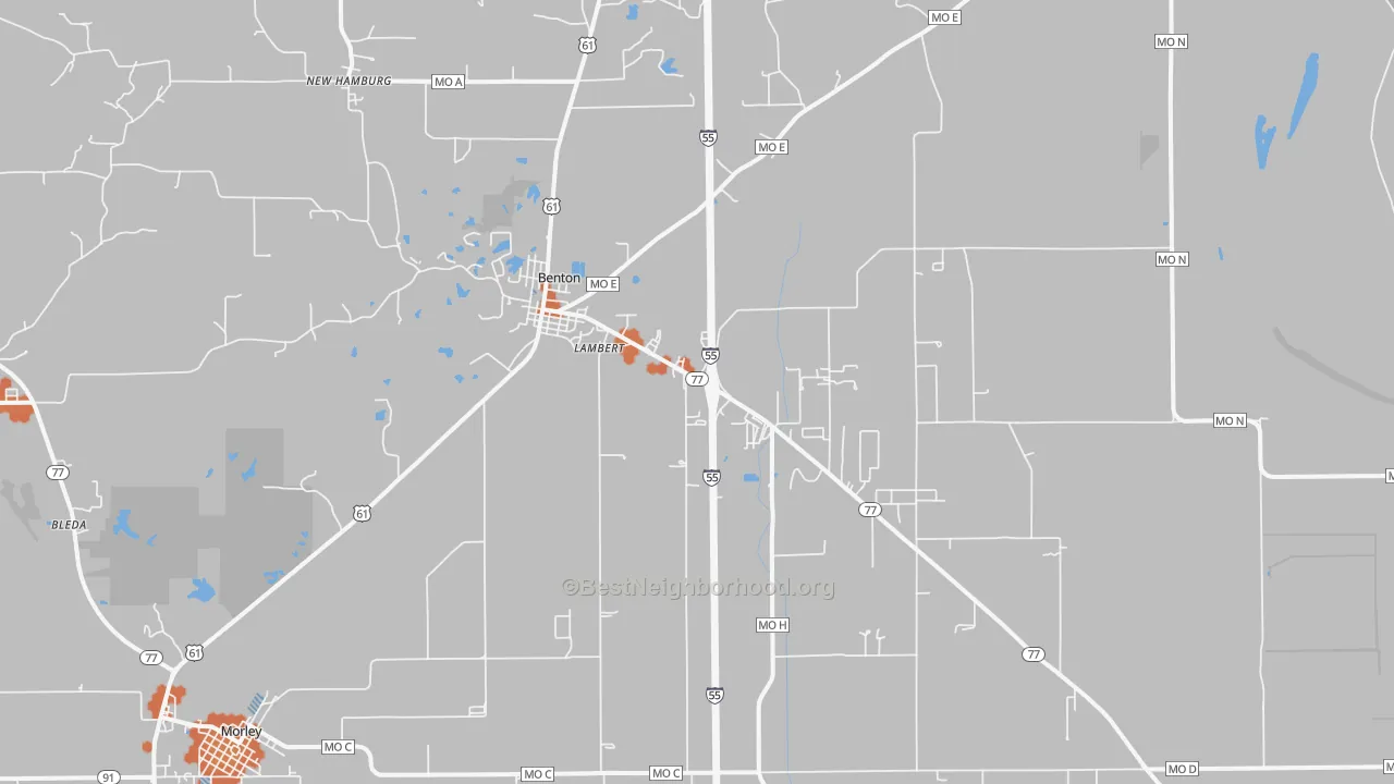 Bike Grade map of 63736, MO