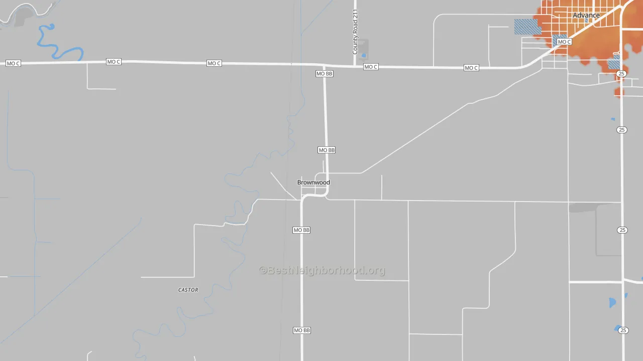 Bike Grade map of 63738, MO