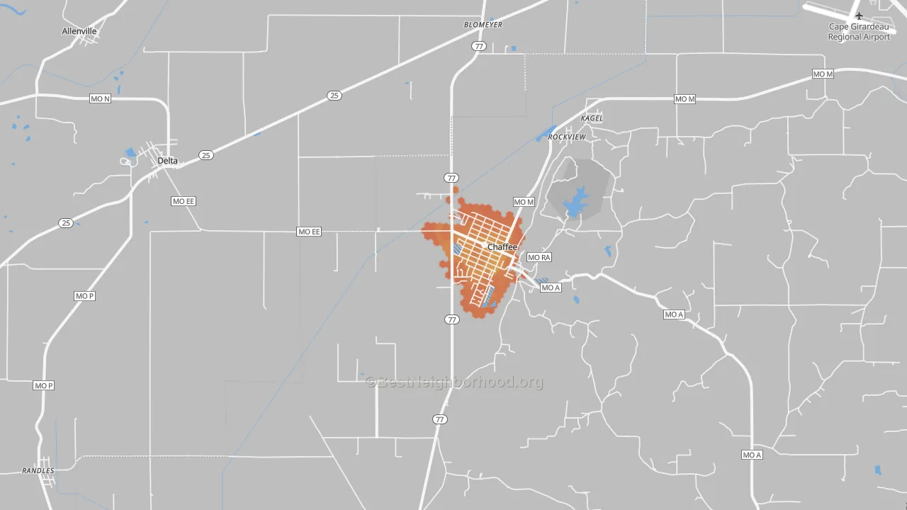 Bike Grade map of 63740, MO