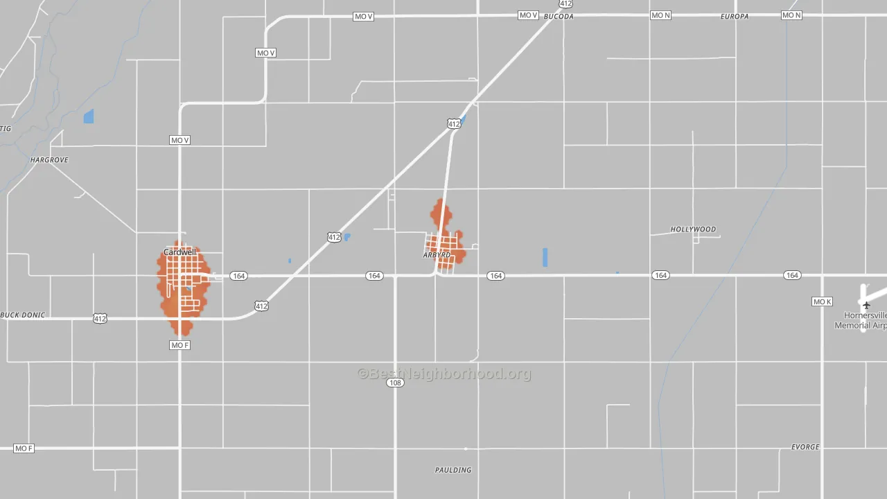 Bike Grade map of 63821, MO
