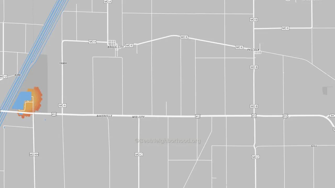 Bike Grade map of 63827, MO