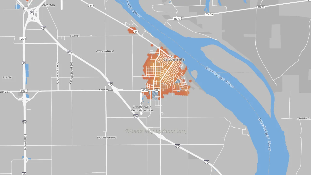 Bike Grade map of 63830, MO