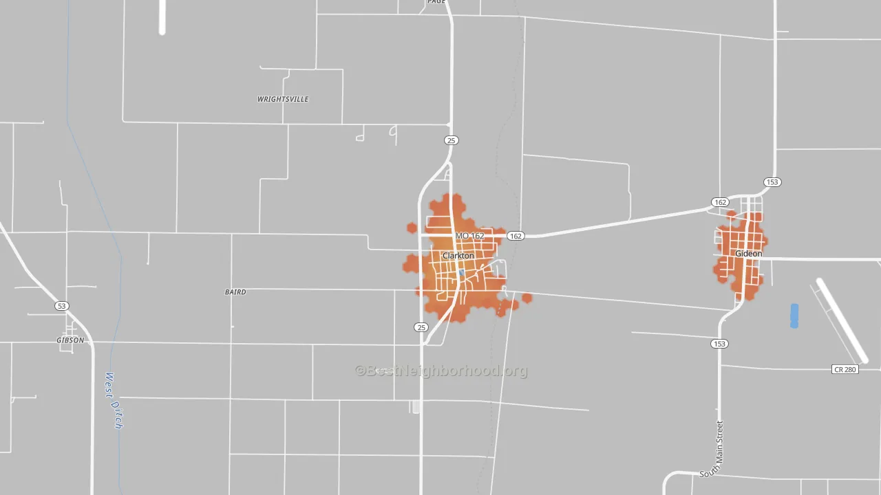 Bike Grade map of 63837, MO