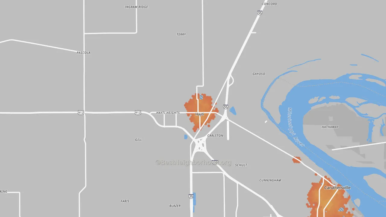 Bike Grade map of 63851, MO