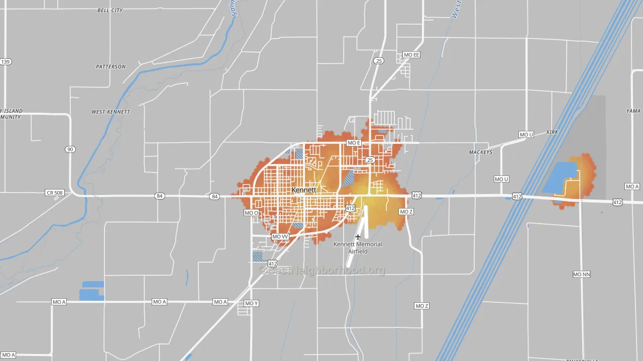 Bike Grade map of 63857, MO