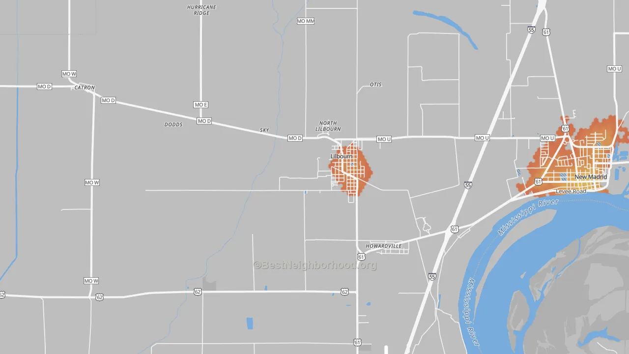 Bike Grade map of 63862, MO