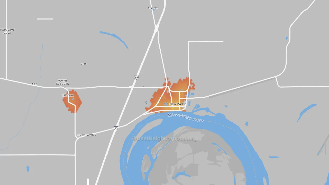 Bike Grade map of 63869, MO