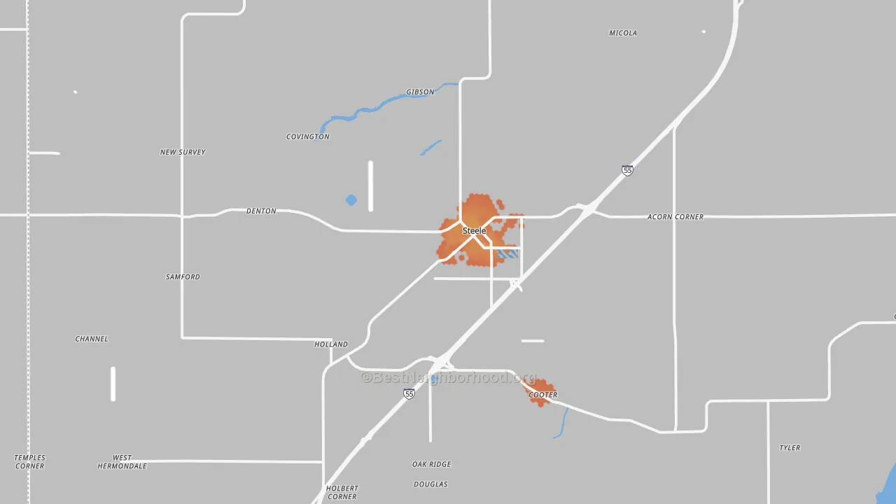 Bike Grade map of 63877, MO