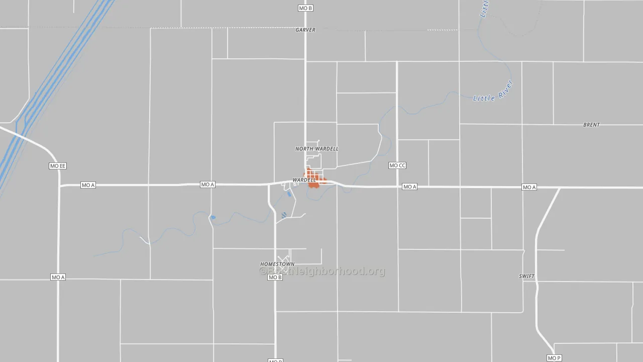 Bike Grade map of 63879, MO