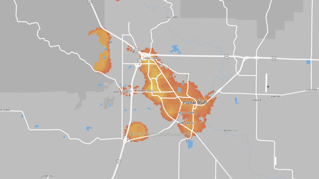 Bike Grade map of 63901, MO