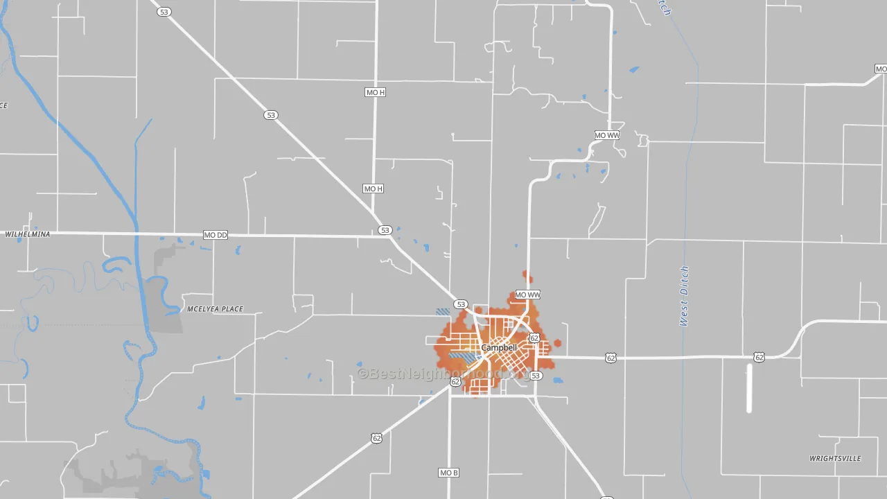 Bike Grade map of 63933, MO
