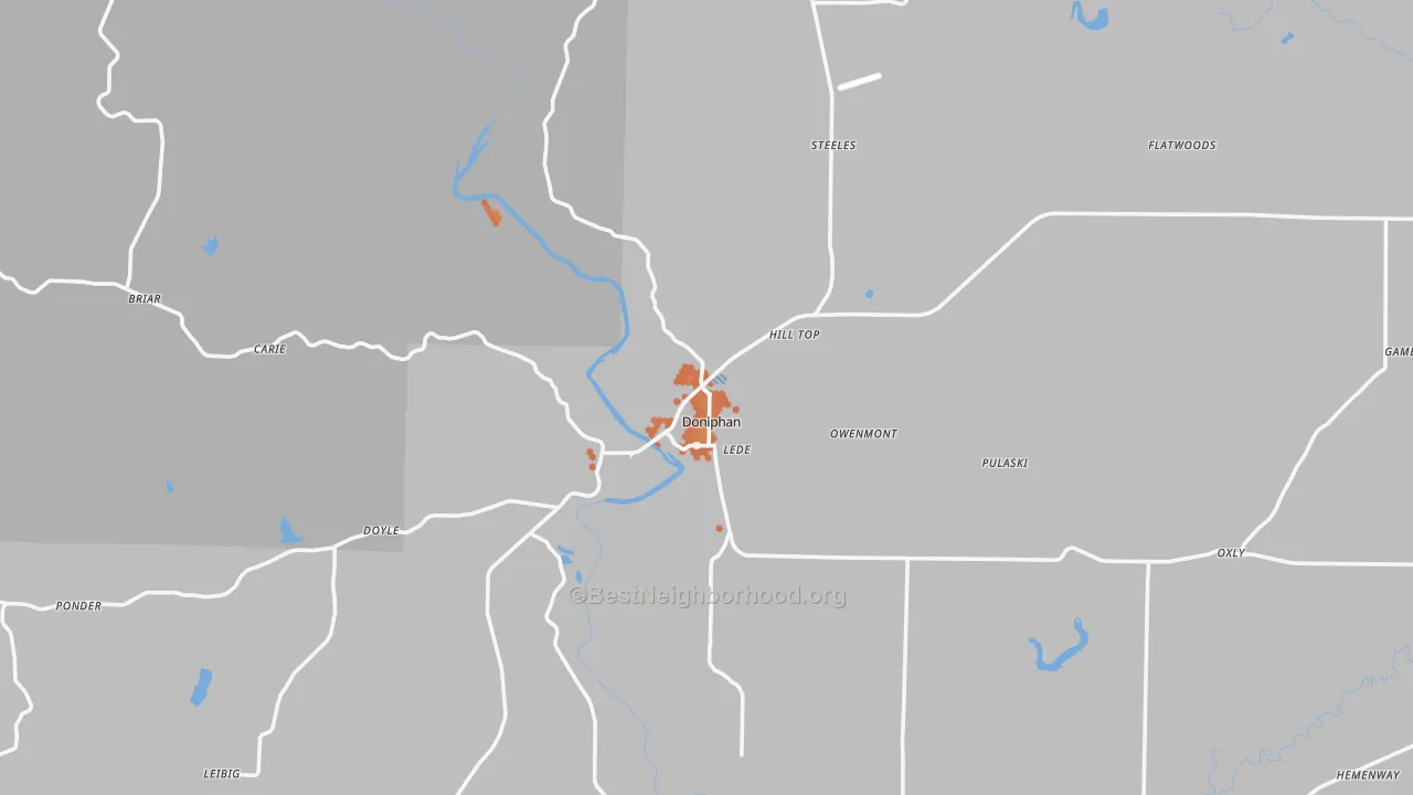 Bike Grade map of 63935, MO
