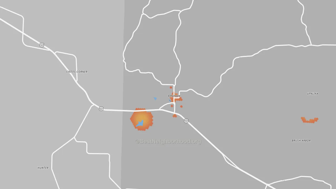 Bike Grade map of 63937, MO