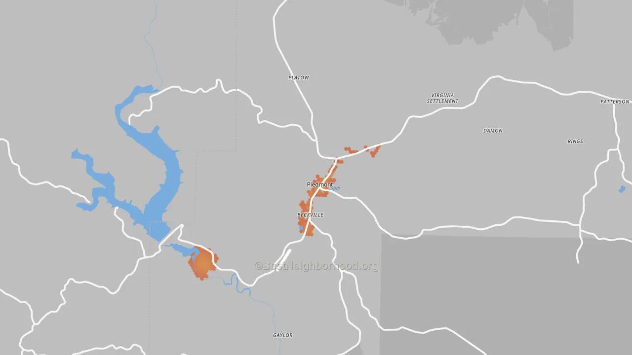 Bike Grade map of 63957, MO