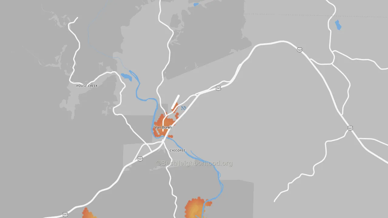 Bike Grade map of 63965, MO