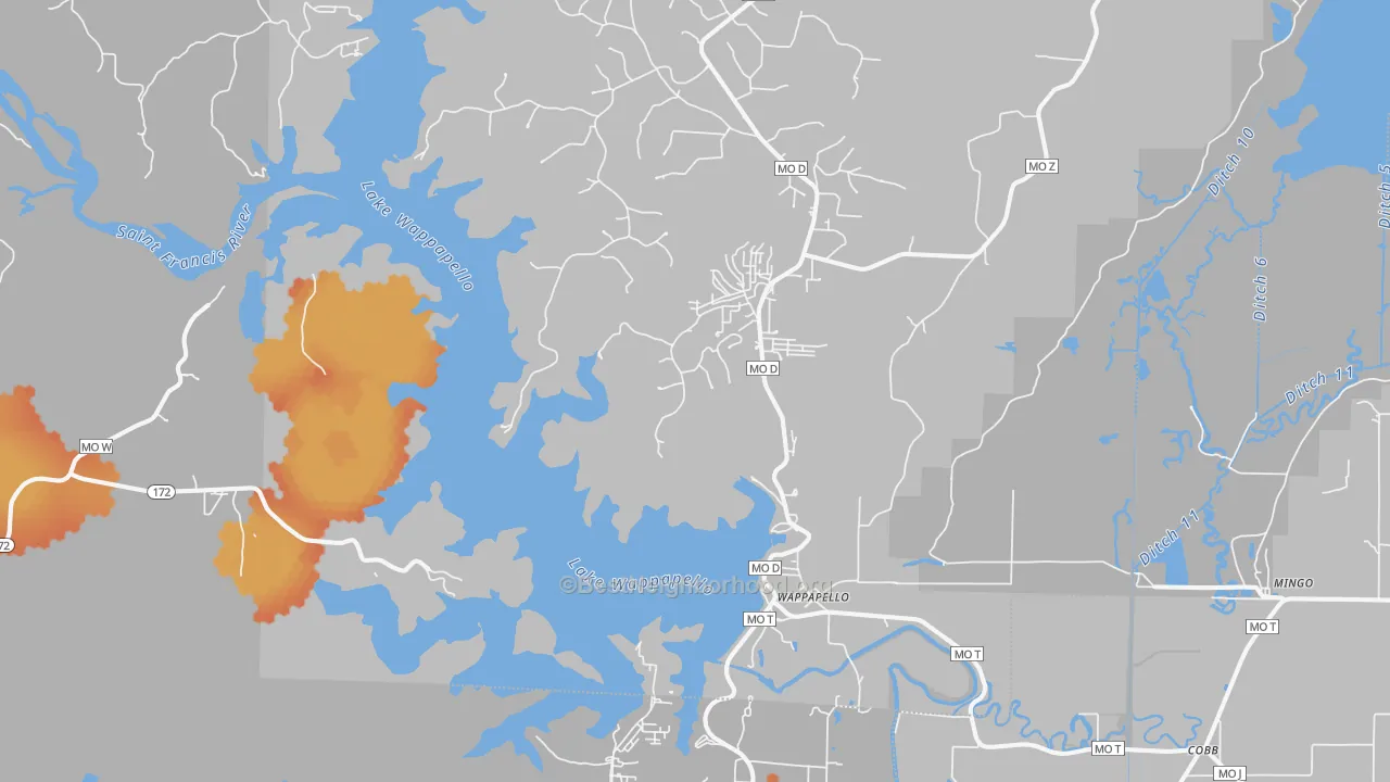 Bike Grade map of 63966, MO