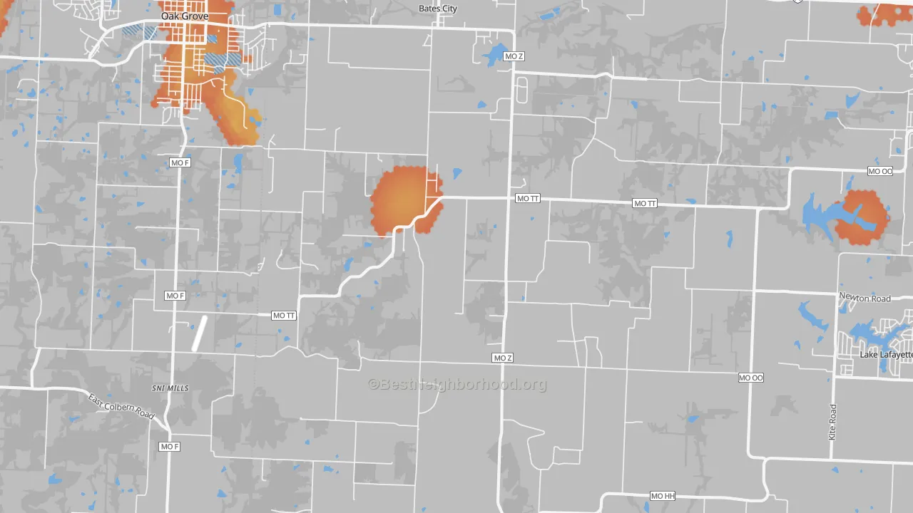 Bike Grade map of 64011, MO