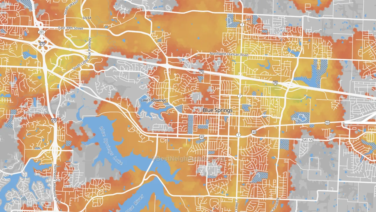 Bike Grade map of 64015, MO