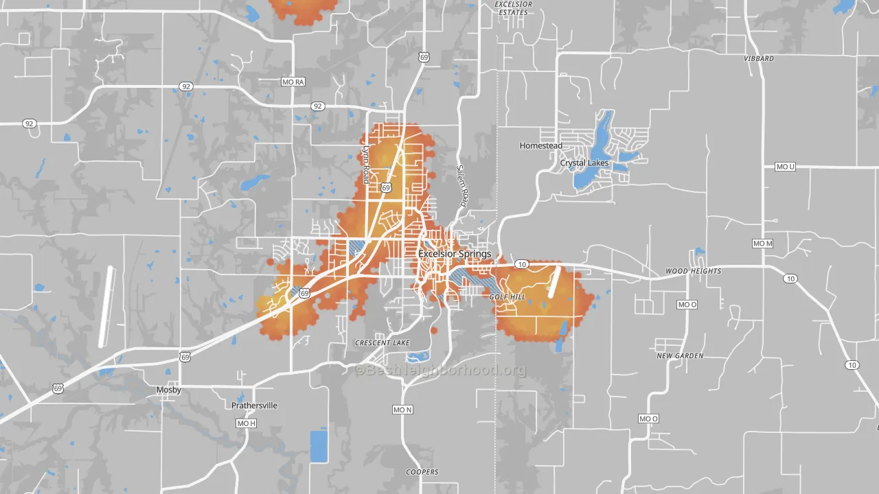 Bike Grade map of 64024, MO