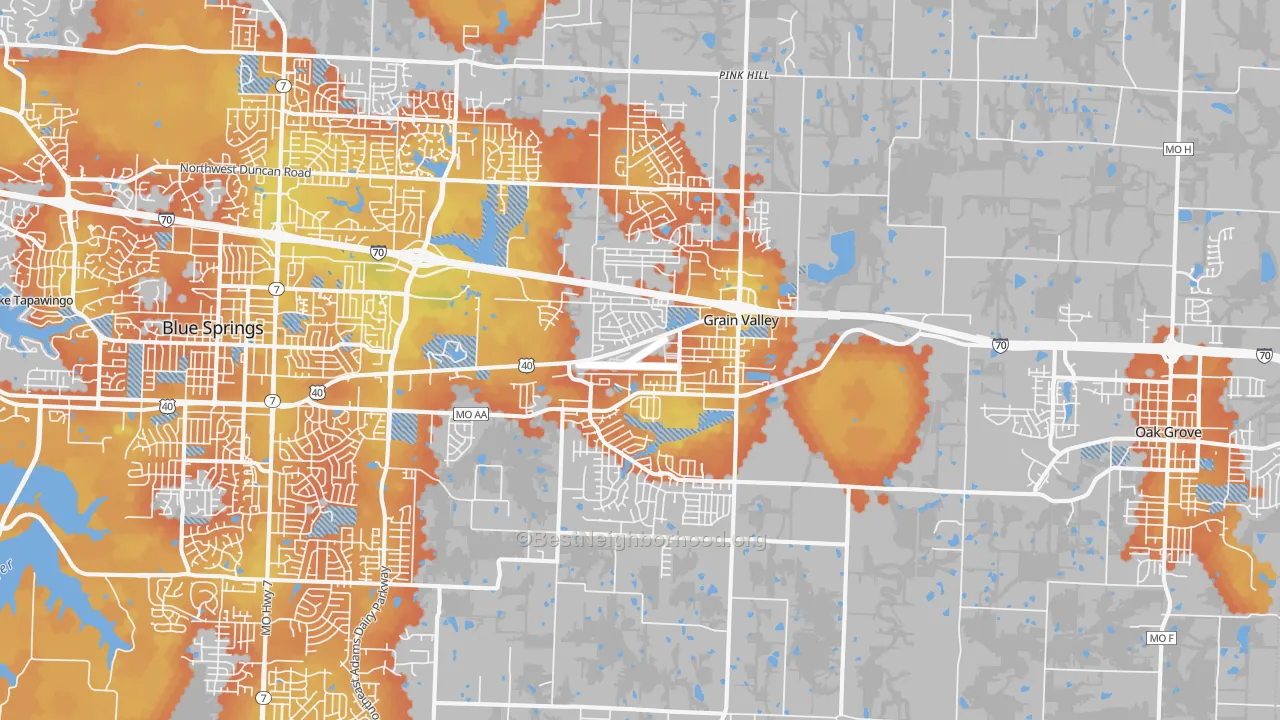 Bike Grade map of 64029, MO