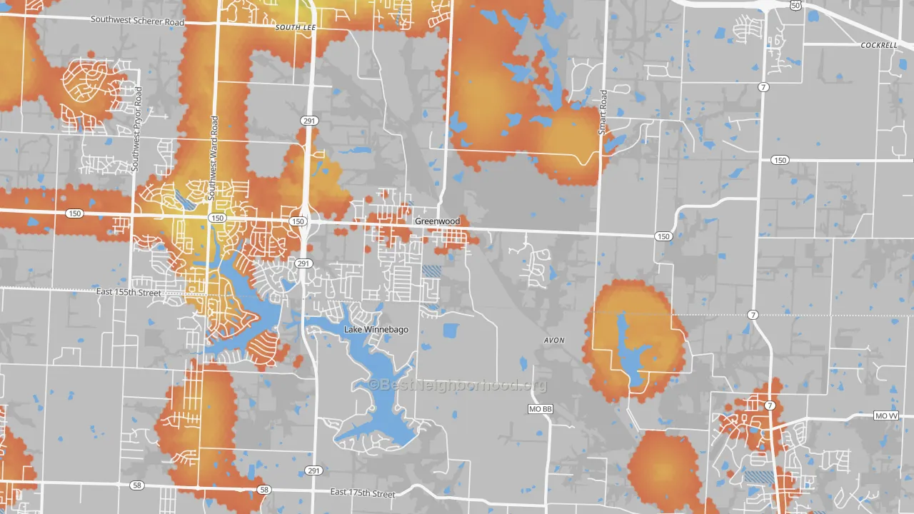 Bike Grade map of 64034, MO
